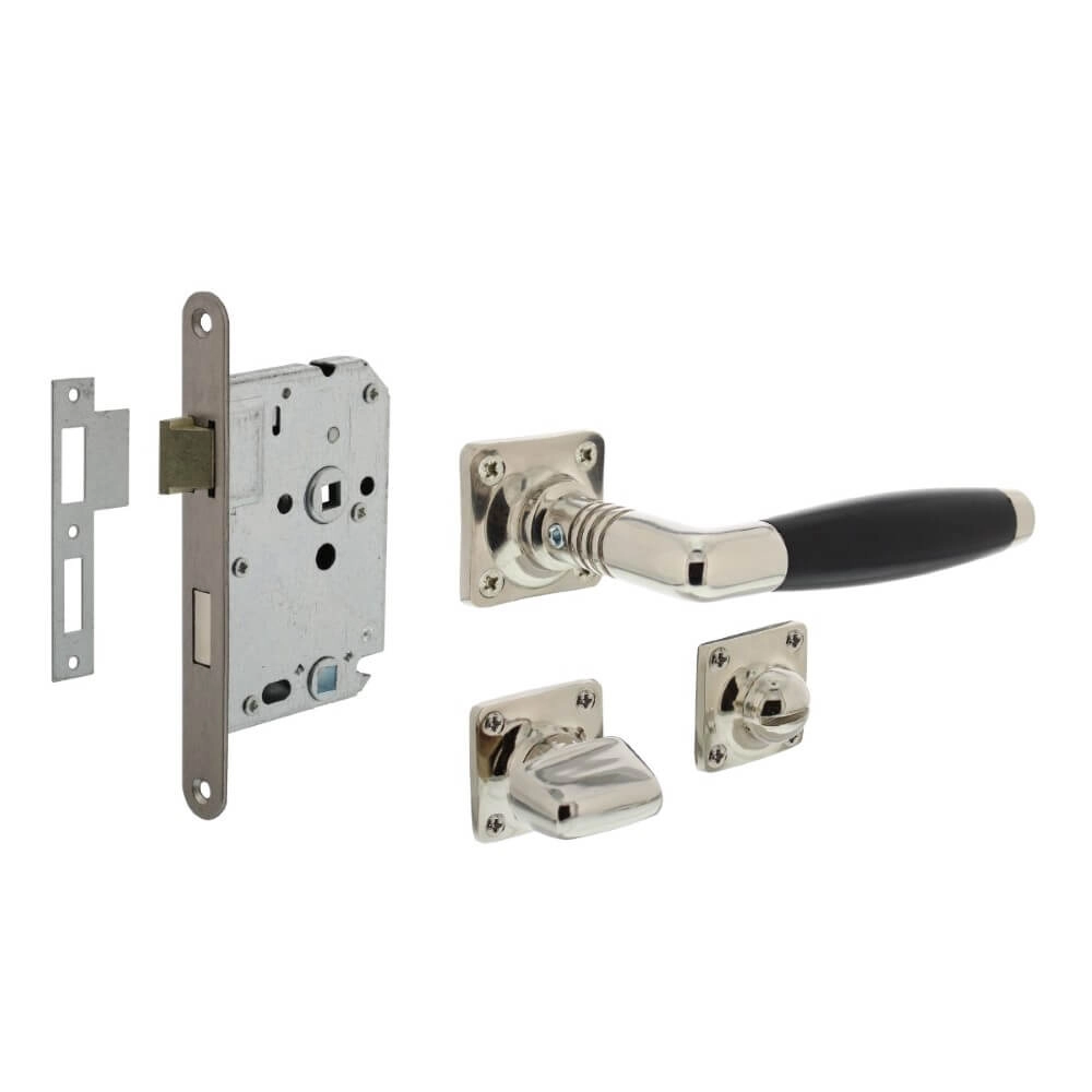 Complete door handle set Ton Basic nickel toilet