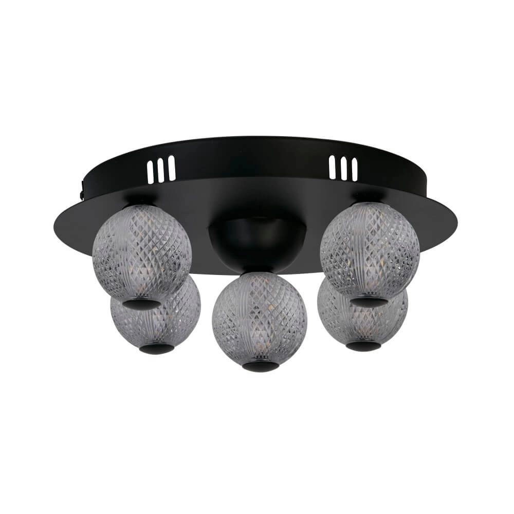 5-light ceiling lamp Asteroid black Searchlight 5053423273419