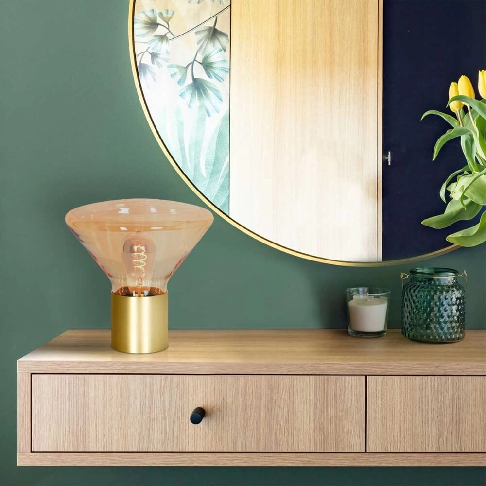 Table lamp Ambiance Gold with amber glass Steinhauer 8712746165067