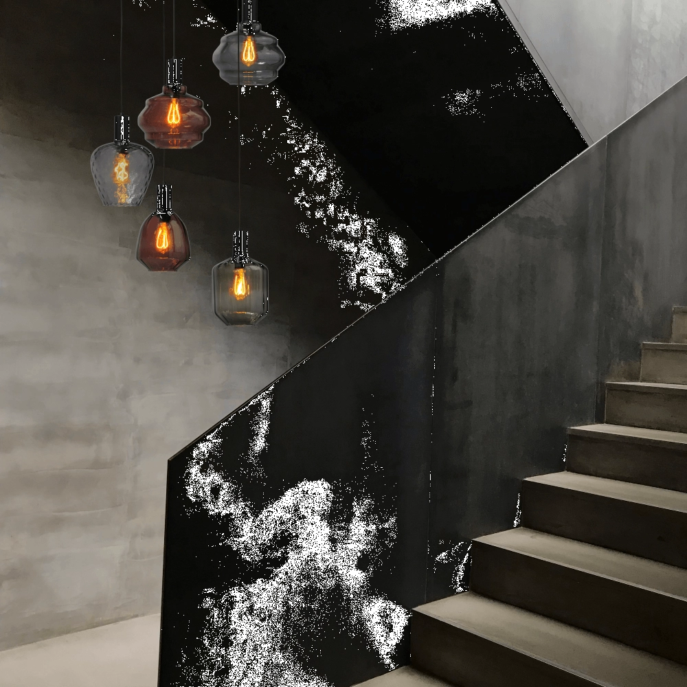 5-light loft hanging lamp - black - Porto with different glasses Masterlight 8718121271248