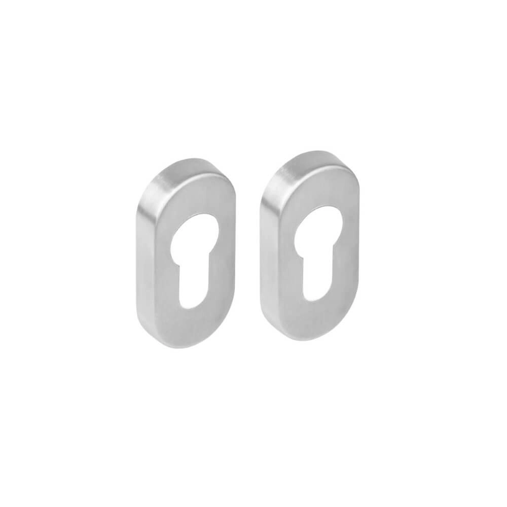 Set of 2 Cylinder Rosettes Tira oval stainless steel 10mm