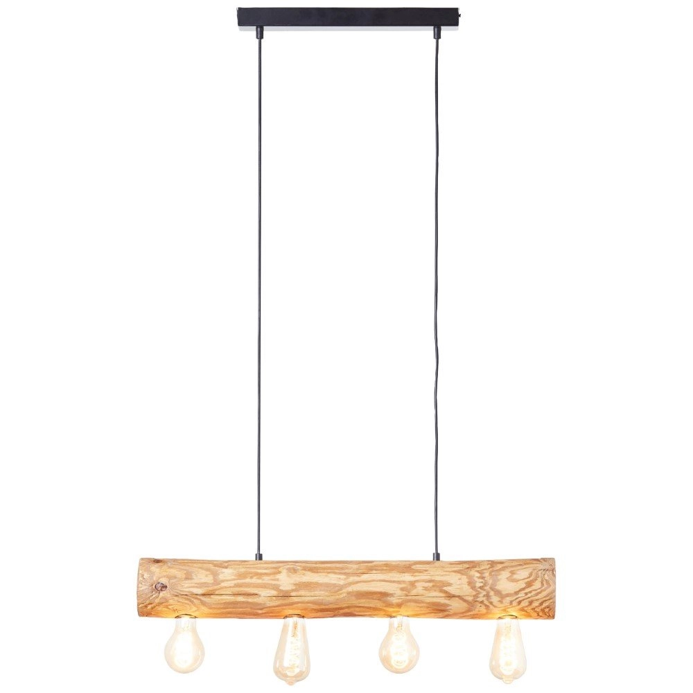 Wooden pendant lamp Trabo 4-light wood with black Brilliant 4004353393518