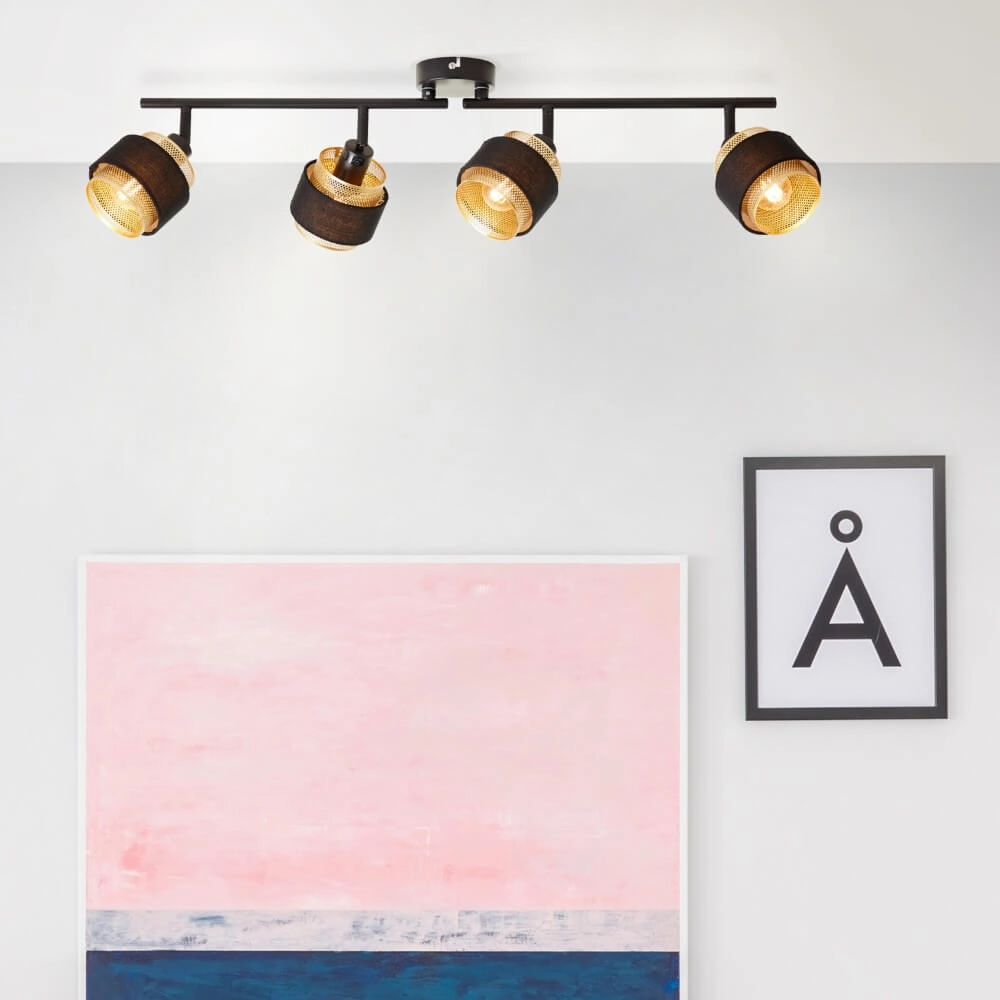 4-light ceiling lamp Grove black with gold Brilliant 4004353424120