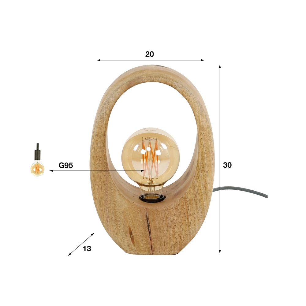 Mango Wood Table Lamp Arch 1x E27 - 30cm Lyora 8716803511453
