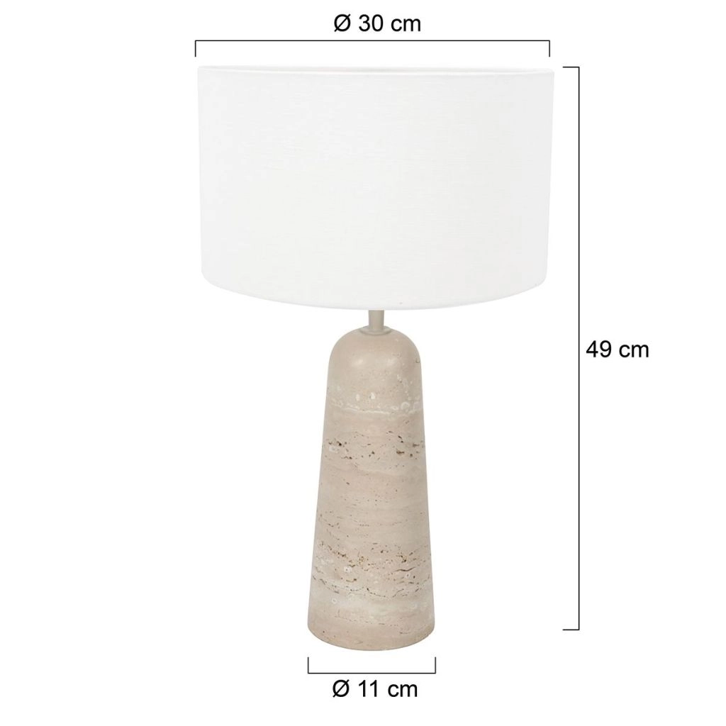 Stone Table Lamp Travino with white shade Ø30cm Steinhauer 8712746183474