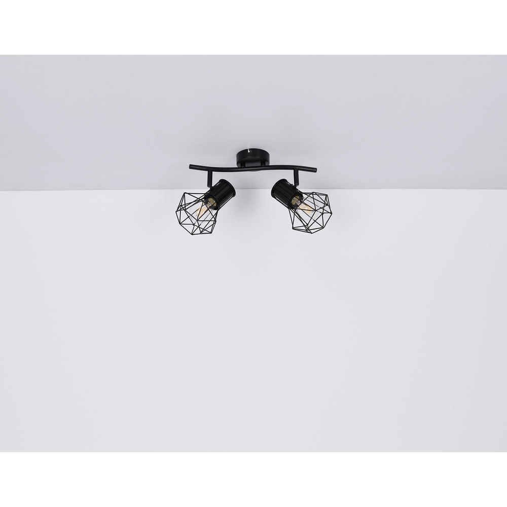Ceiling lamp Priska 2-light black Globo 9007371400171