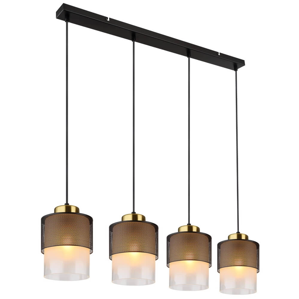 Pendant lamp Olga 4-light black with mesh