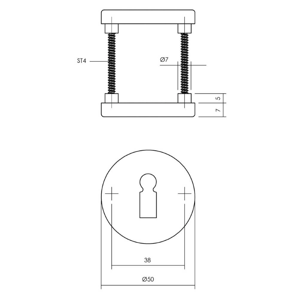 Set of 2 key rosettes Tira round aluminium Intersteel 8714186648353