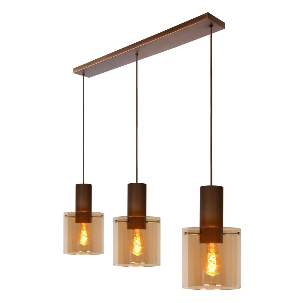 Pendant lamp Toledo 3-light amber glass Lucide 5411212740854