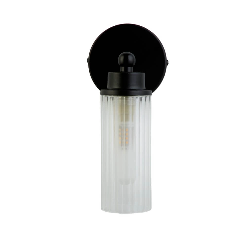 Black wall lamp Imperial with ribbed glass Searchlight 5053423271941