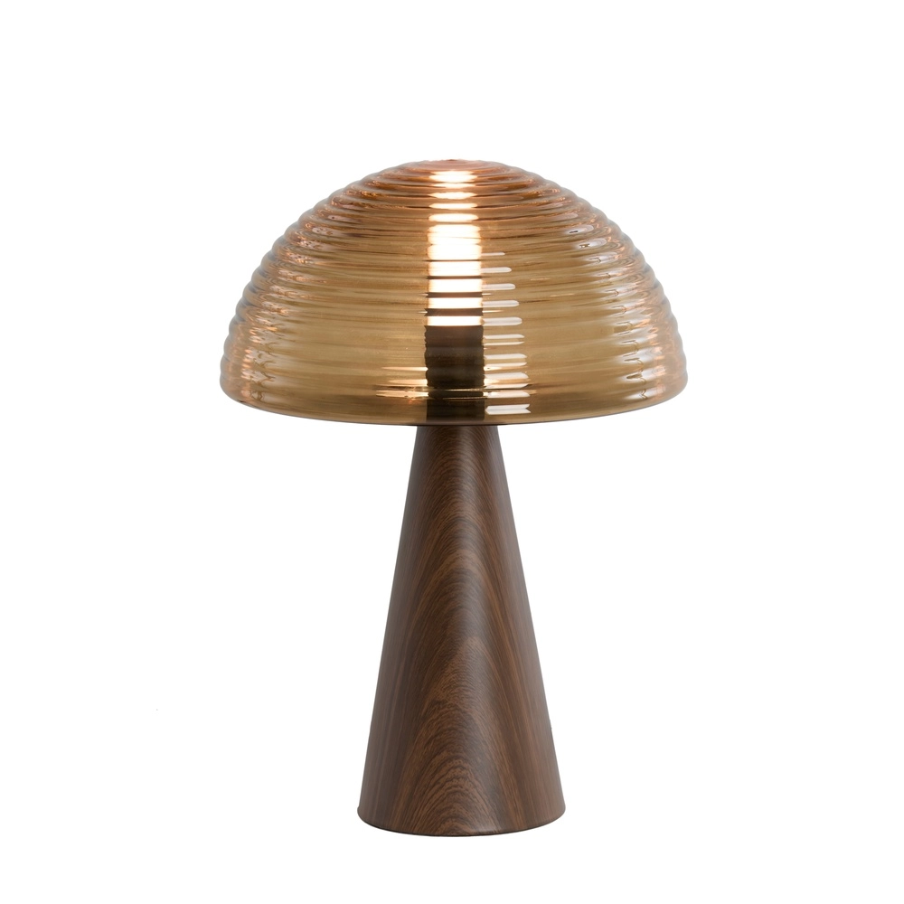 Table lamp Mueda with brown glass and dark wood Light & Living 8717807760922