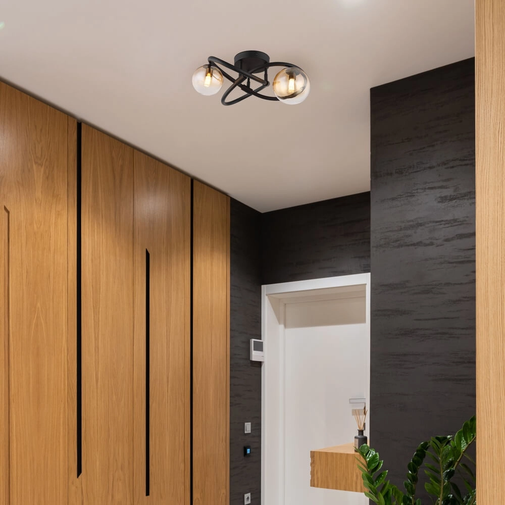 Black ceiling lamp Tuberius Design 2-light Globo 9007371458431