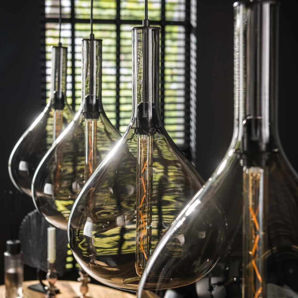 Glass pendant lamp Smoke 4x Ø 28cm Lyora 8716803513280