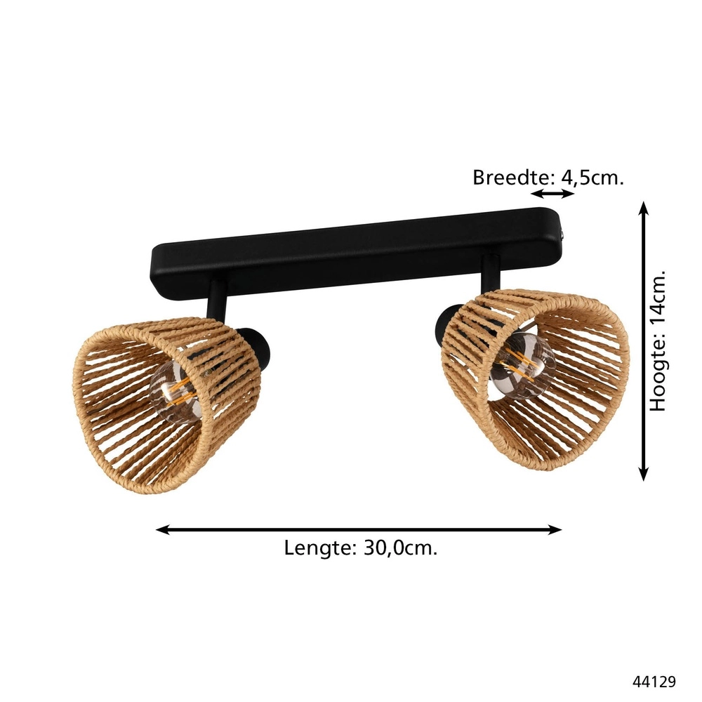 Ceiling lamp Keelby Rattan 2-lights Eglo 9008606359639