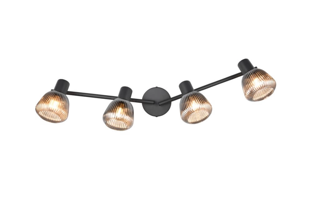 4-light ceiling lamp Tarifa with ribbed glass Trio 4017807615852
