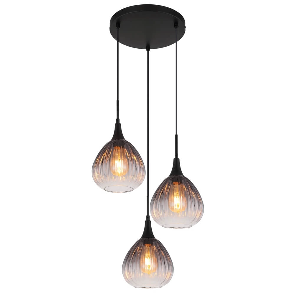 Black pendant lamp Olsen 3-light
