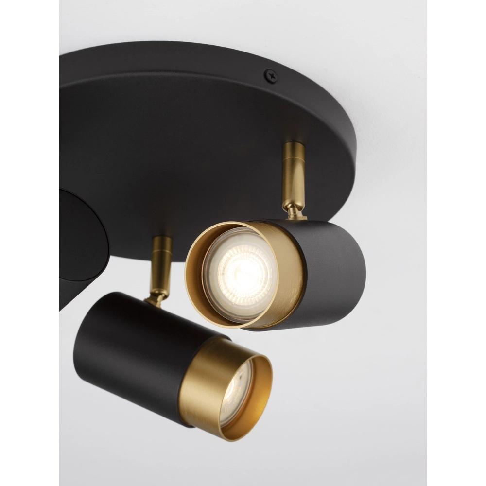 Ceiling spotlight Pogno 3-light black with gold round Lyora 5212017430878