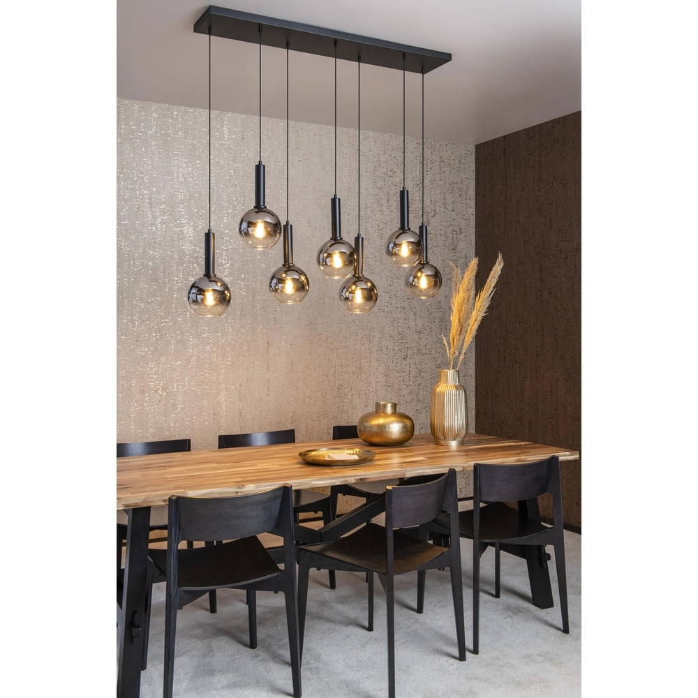 Pendant lamp Marius 7-light black Lucide 5411212452221