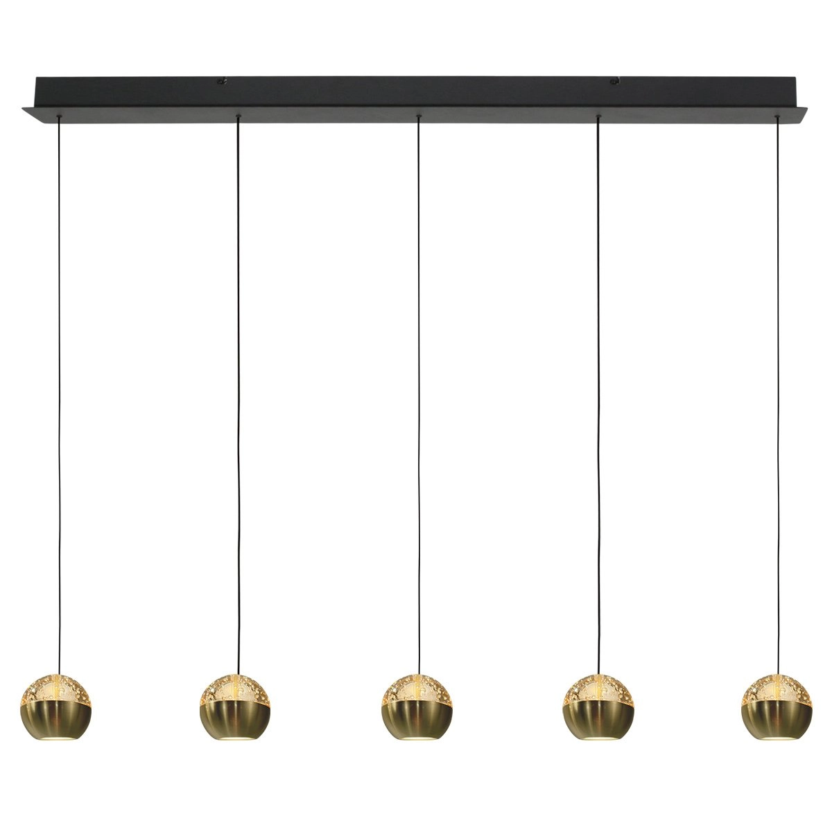 5-light dining table pendant lamp Belluno LED - brass gold with glass Steinhauer 8712746183894