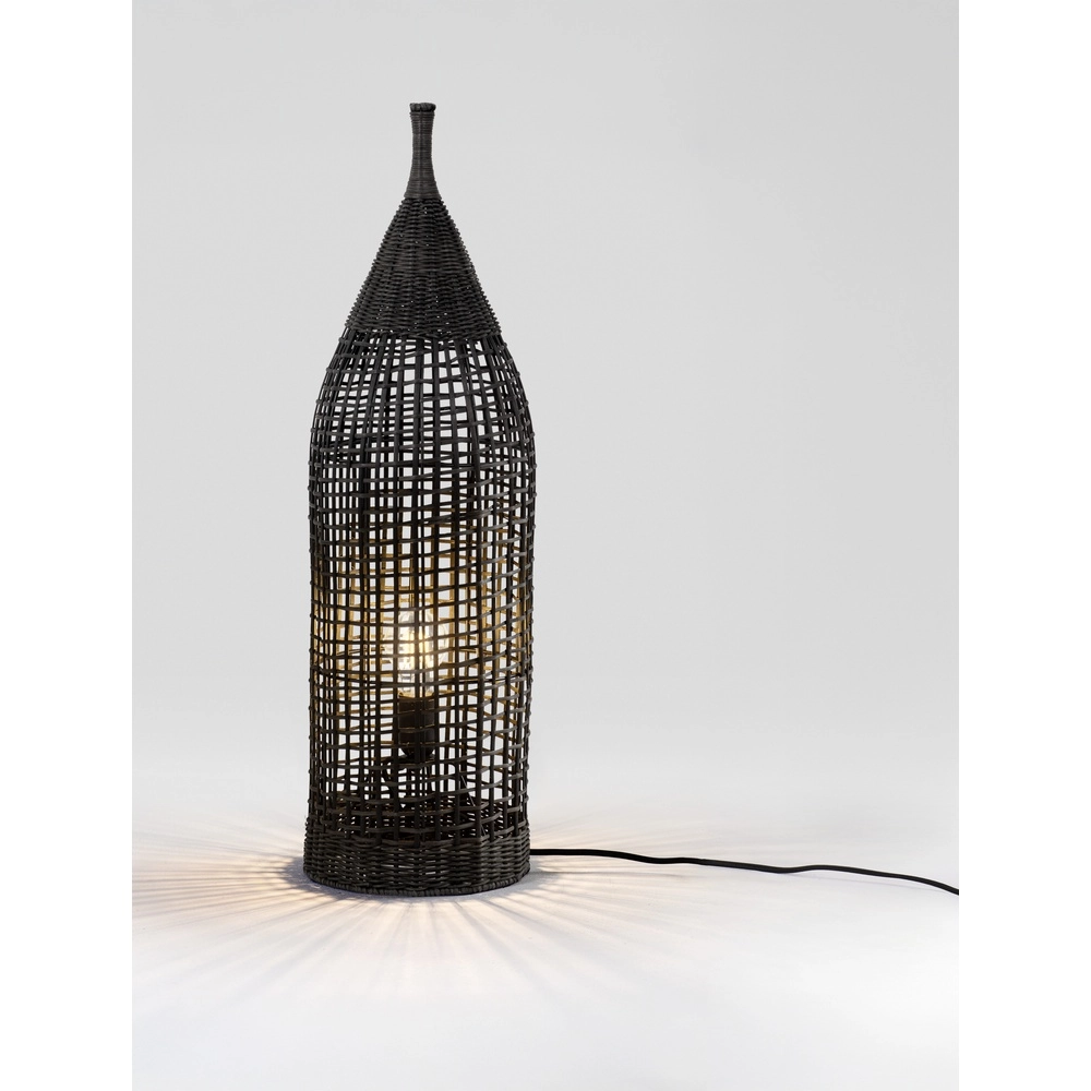 Bohemian floor lamp Naos rattan 73H black