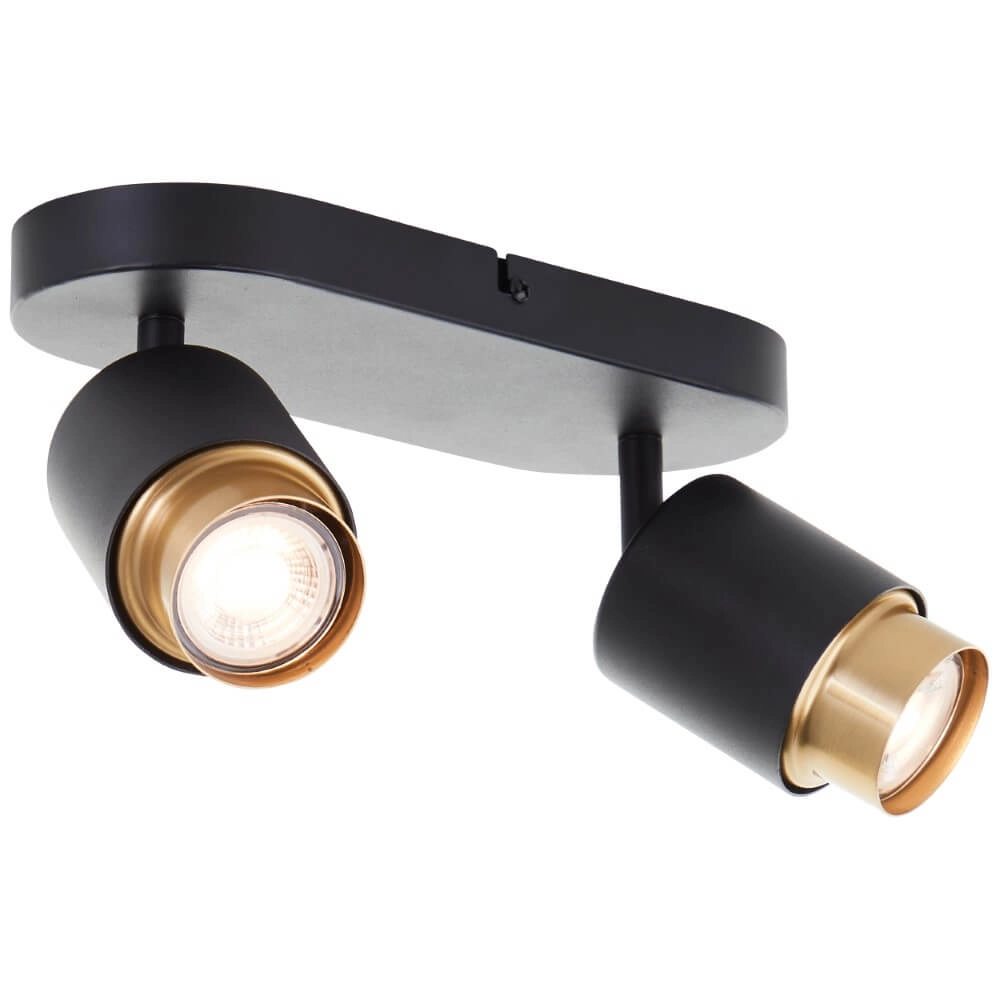2-light surface-mounted spotlight Covelo black with gold Brilliant 4004353441356