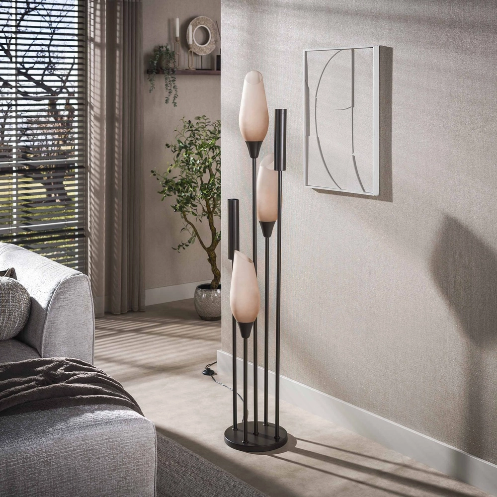 Stylish floor lamp Cocoon 3x E27 - 2x GU10 - frosted glass Lyora 8716803511927