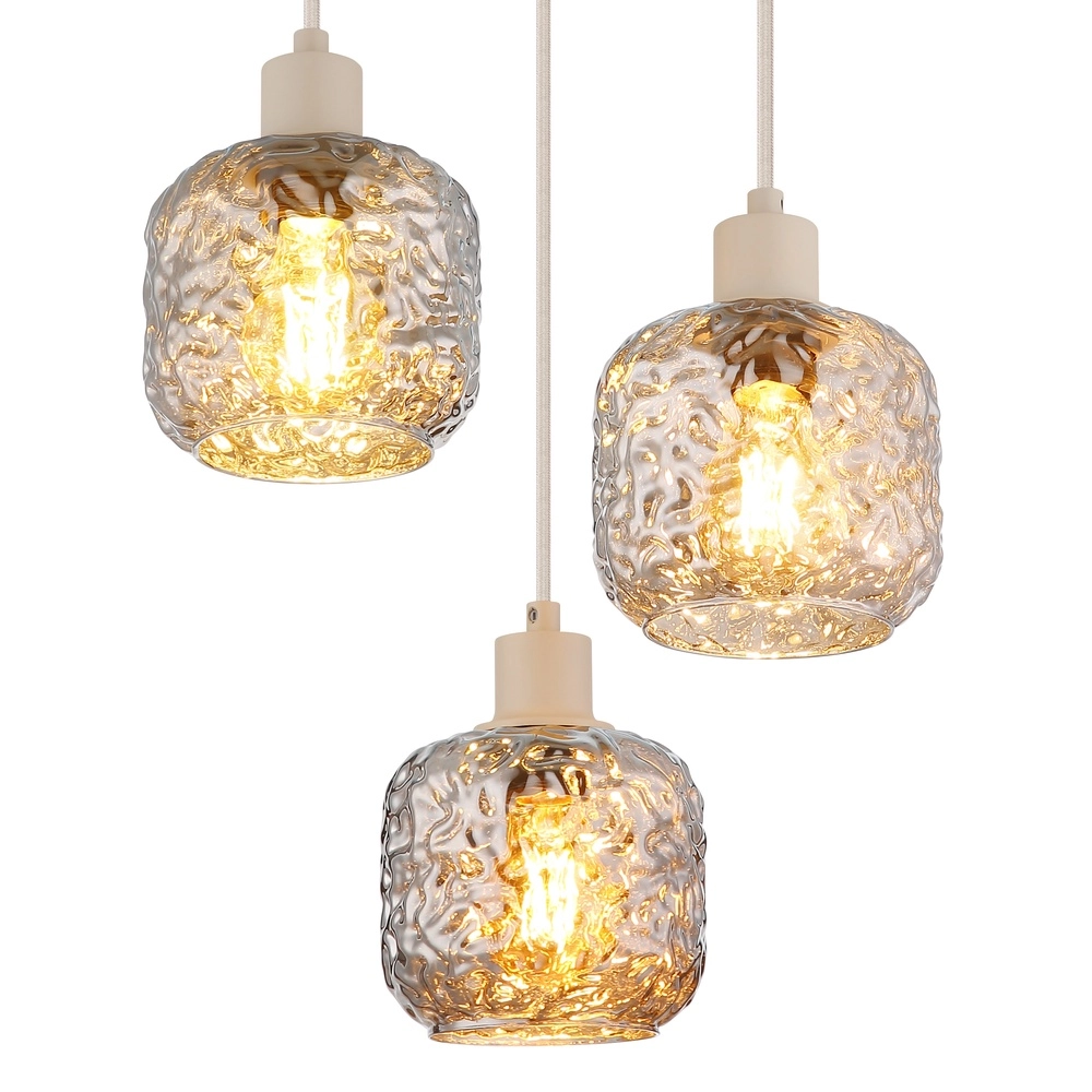 Pendant lamp Antonio 3-light round sand brown Globo 9007371572724