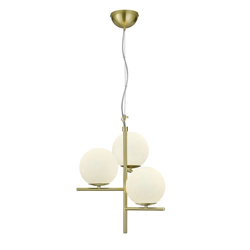 Pendant lamp Pure matt brass with white balls Trio 4017807436112