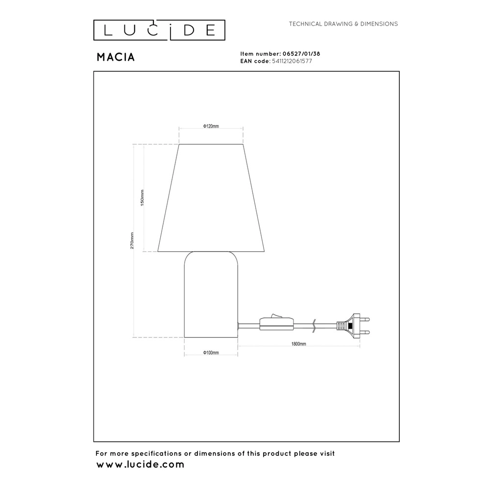 Table lamp Macia sand brown Lucide 5411212061577