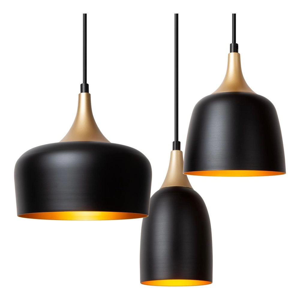 8-light pendant lamp Chayanne Design black with gold Lucide 5411212051554