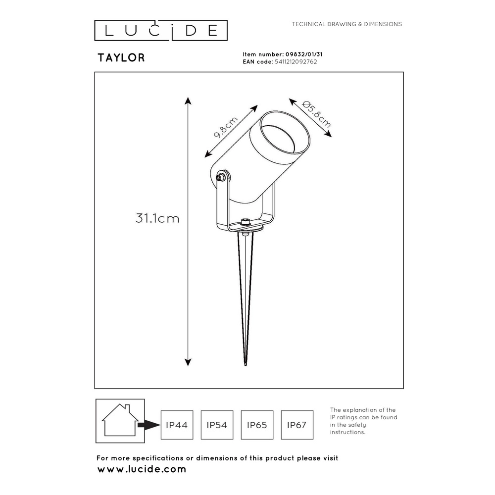 Spike spot Taylor IP65 white Lucide 5411212092762