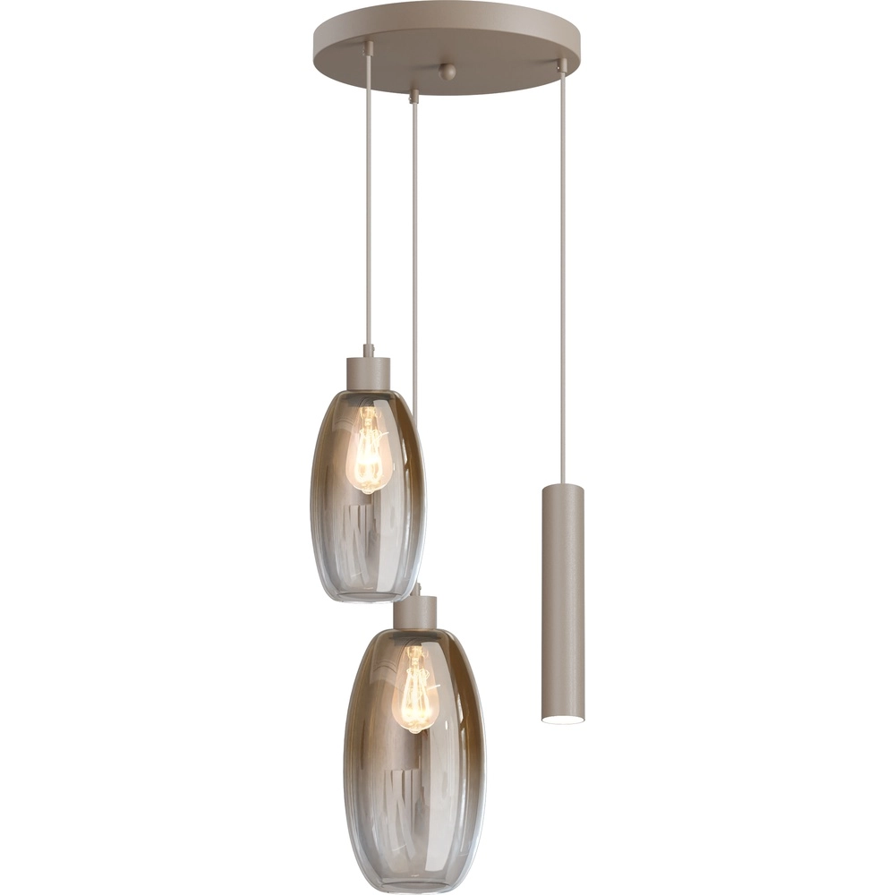 Vide pendant lamp Olive 2x glass - 1x Run - sand - Ø35cm