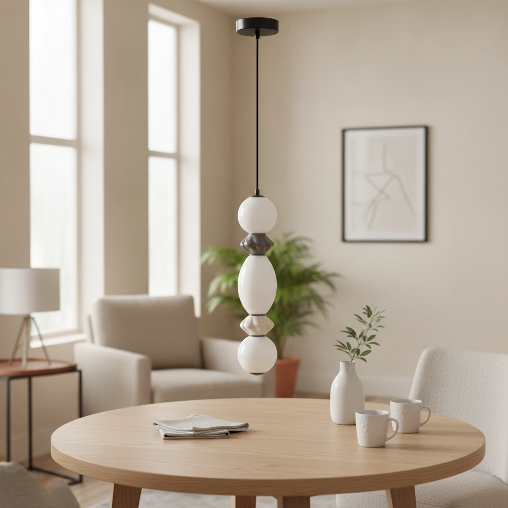 Pendant lamp Pallina grey - white