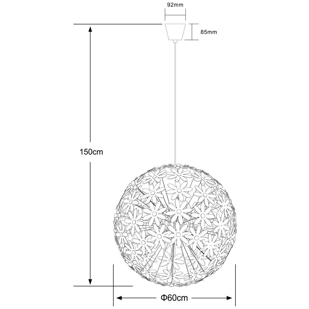 White pendant lamp Stella flowers Ø 60cm Globo 9007371369928