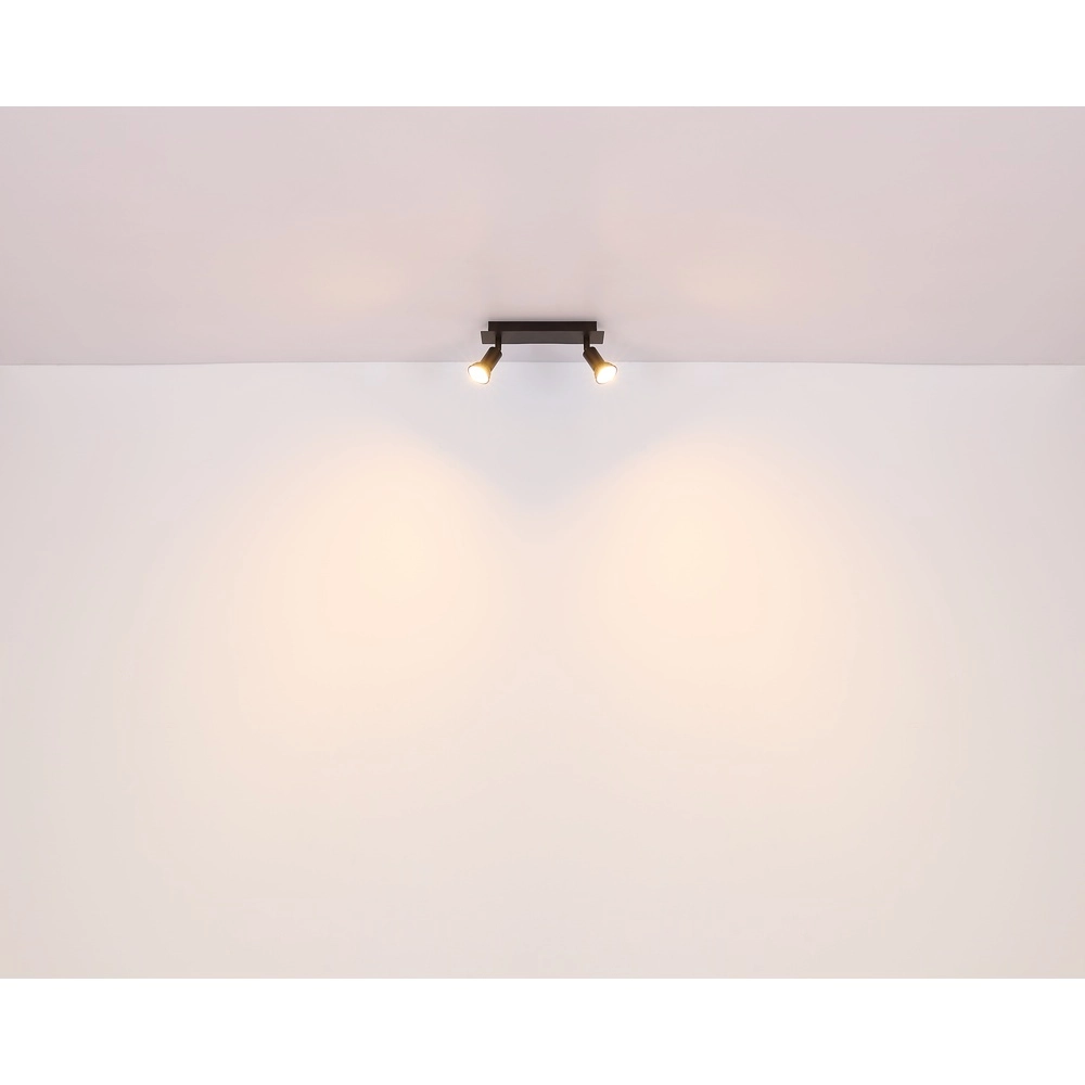 Ceiling spotlight Drew black with wood 2-lights Globo 9007371430789