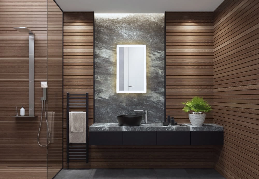 Mirror lamp Bathroom Mirror rectangle Searchlight 5053423254326
