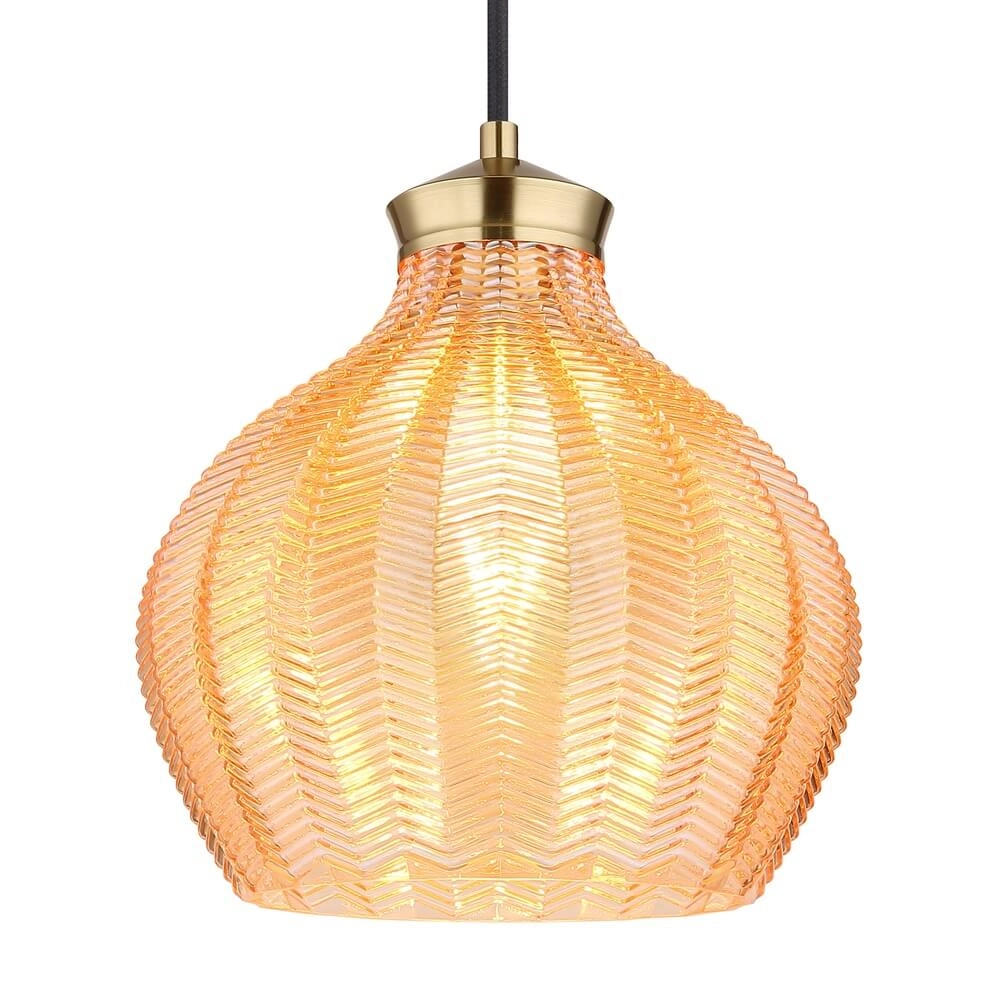 Pendant lamp Jessica with orange glass Ø 22cm Globo 9007371478118