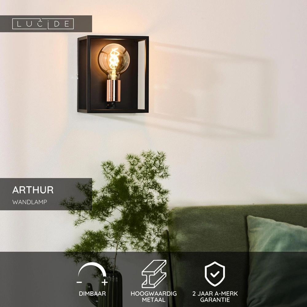 Wall lamp Arthur Black Lucide 5411212082893