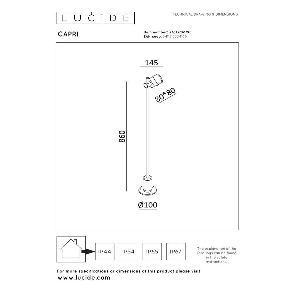 Design floor lamp Capri coffee brown Lucide 5411212334169