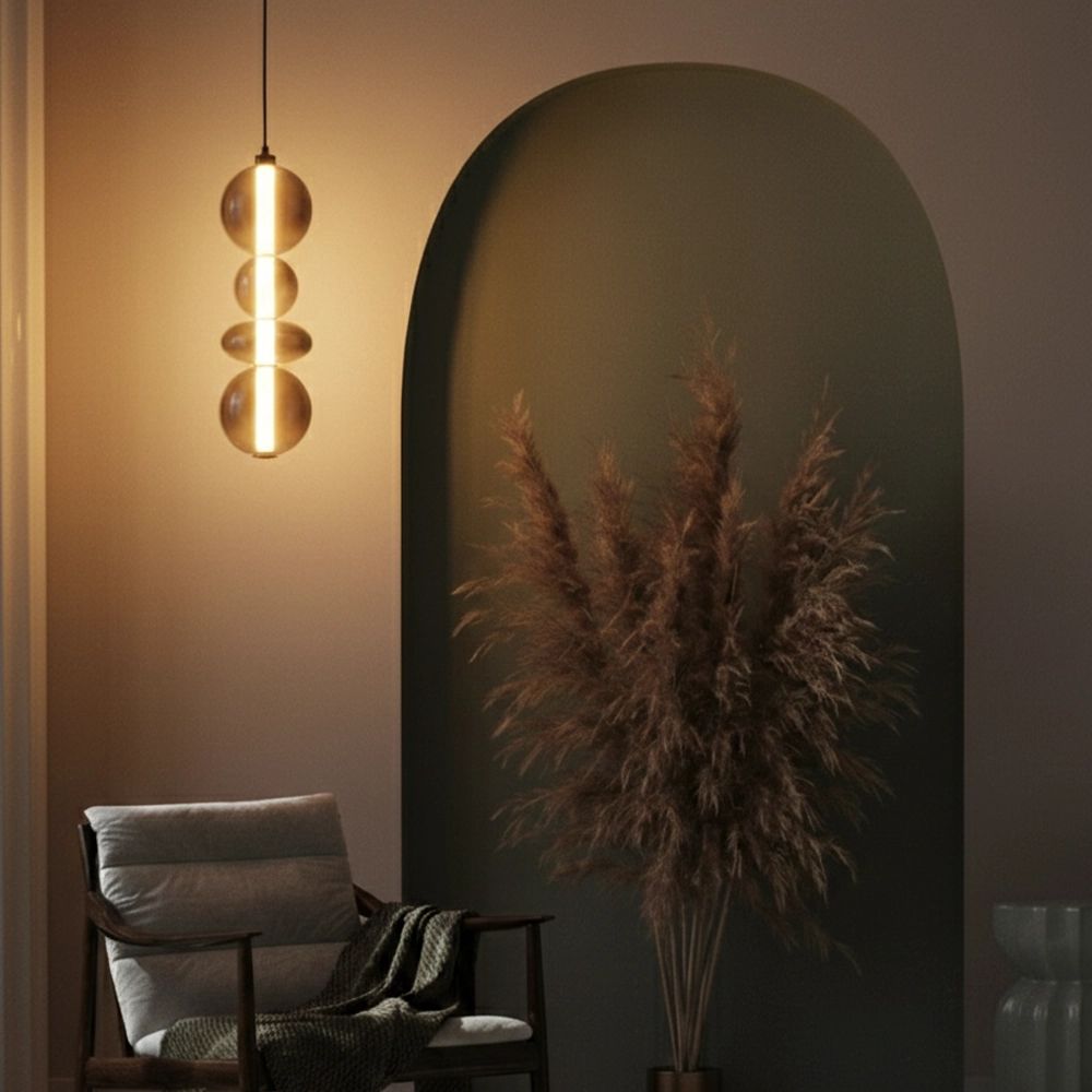 Pendant lamp Bally smoke glass 62cm