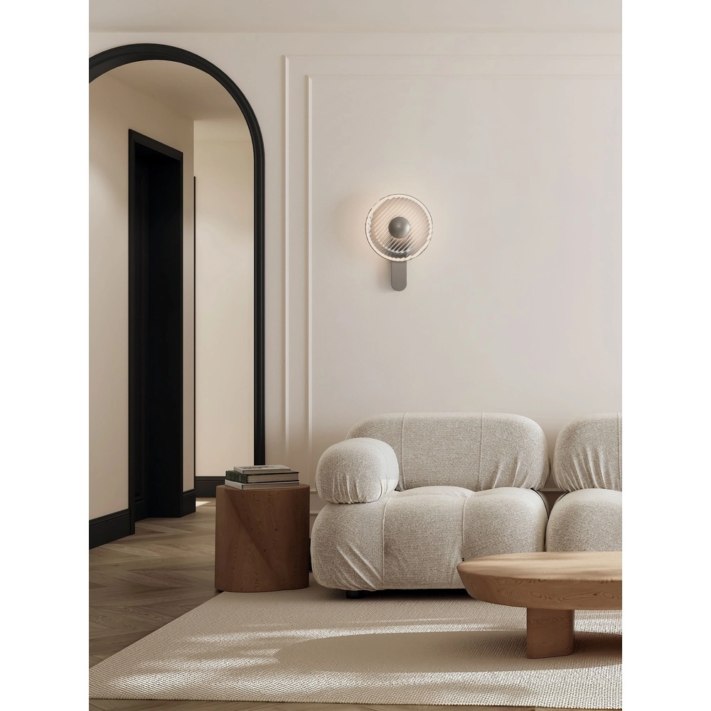 Design wall lamp Lavina silver grey with smoke glass Ø 25cm
