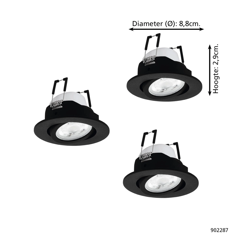 Set of 3 recessed spotlights Saliceto-Z Smart Black Eglo 9008606358960