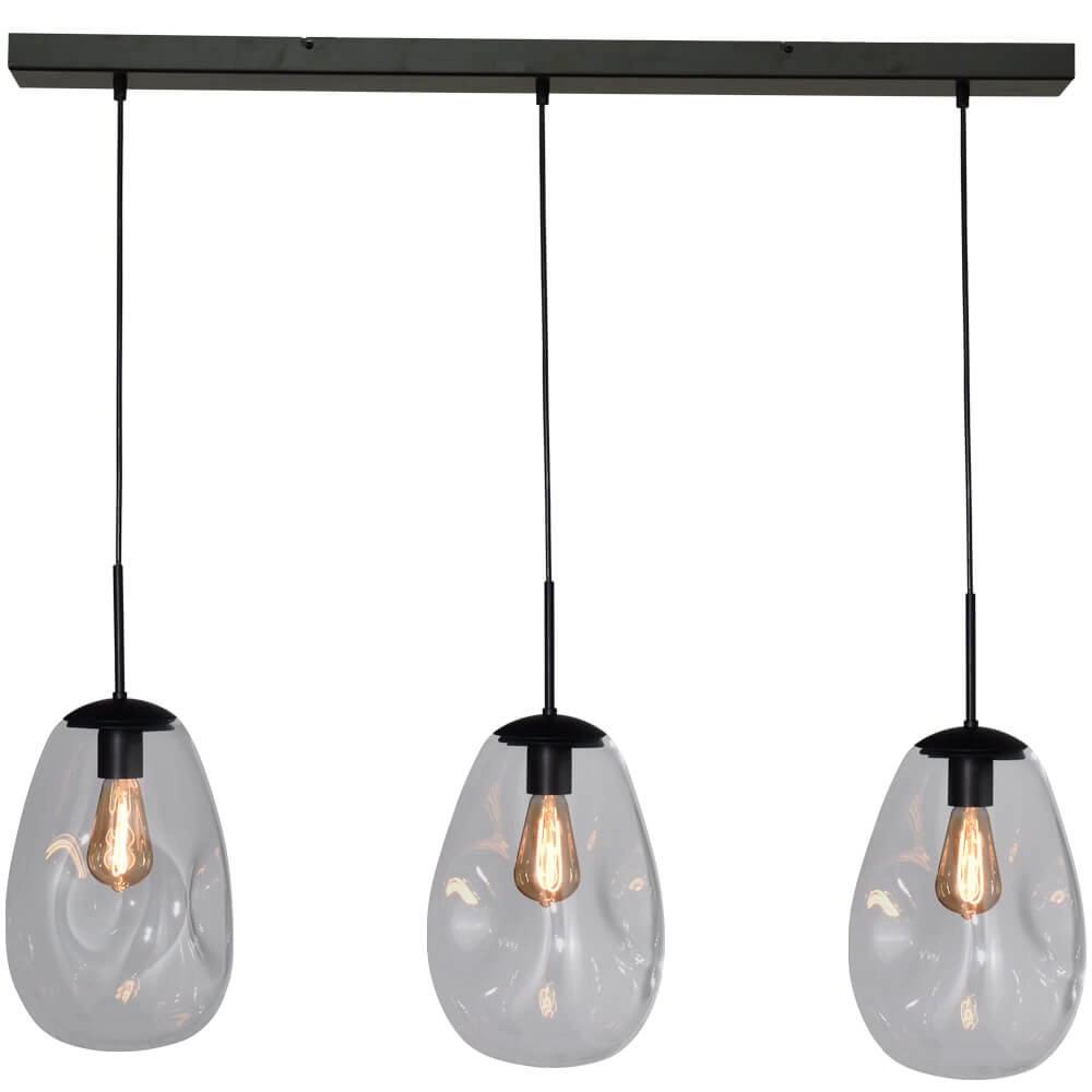 Glass hanging lamp Lava 3x clear glass Ø 22.5cm