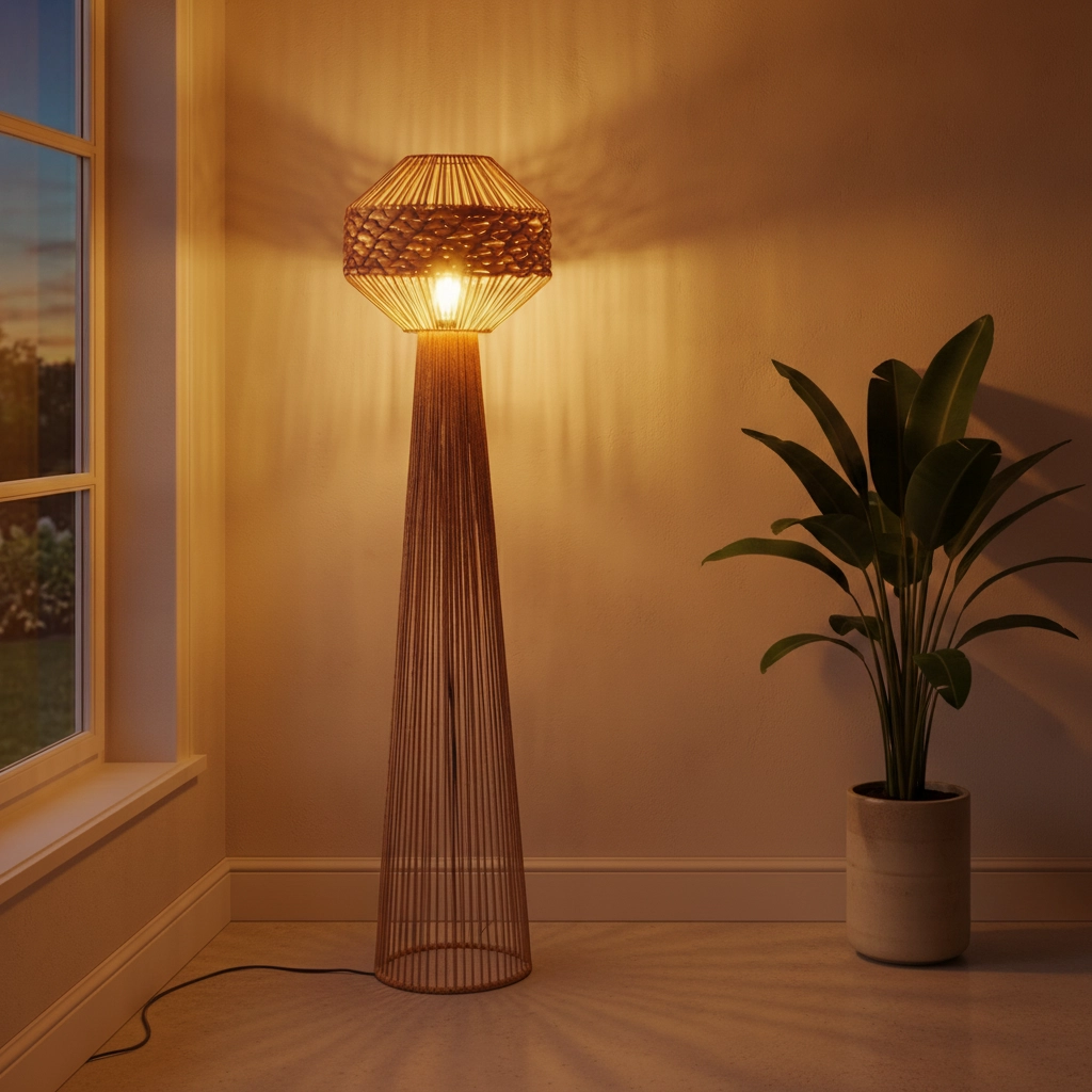Floor lamp Mapi Ø 42cm red with brown