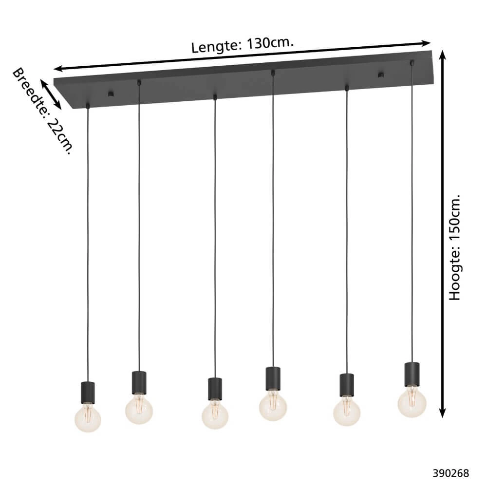 6-light hanging lamp Cotillas elongated Stars of Light 9008606261352