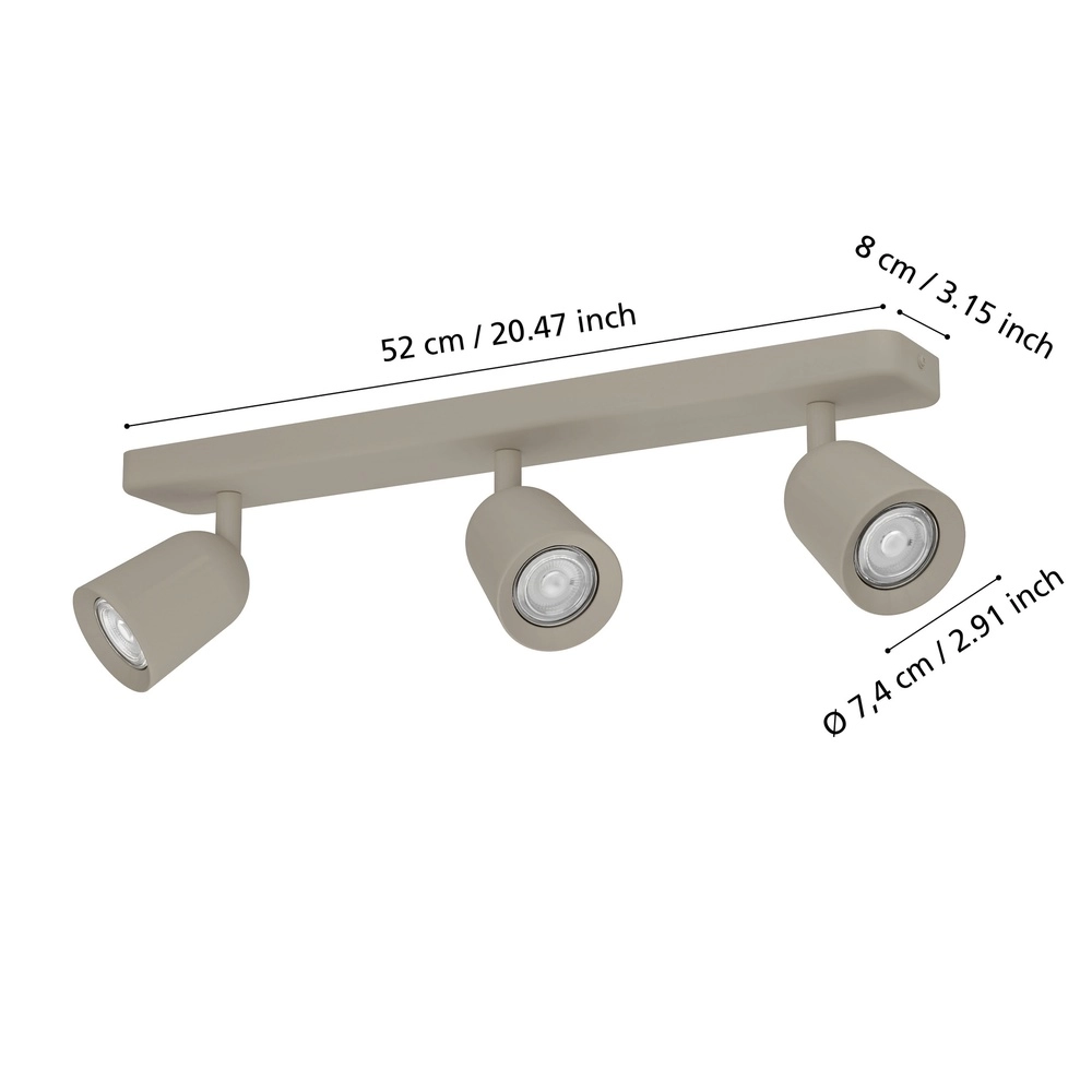 Sand brown ceiling lamp Camaldoli 3x GU10 - orientable Eglo 9008606363179