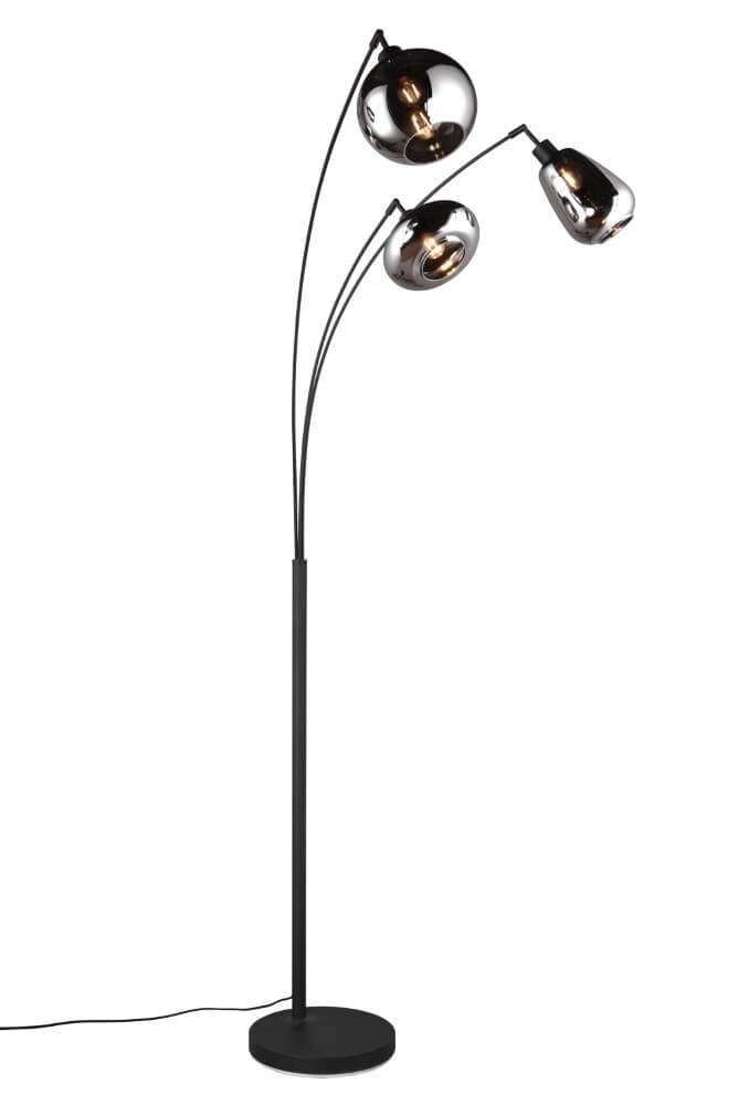Standing floor lamp Lumina black fixture with chrome glass Trio 4017807581201