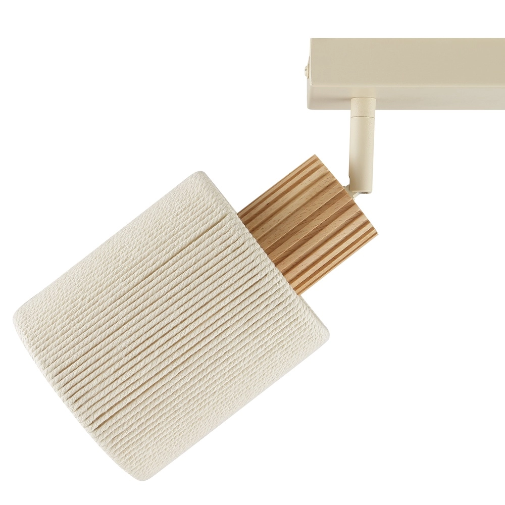 Ceiling lamp Arlo sand brown with wood 2-lights