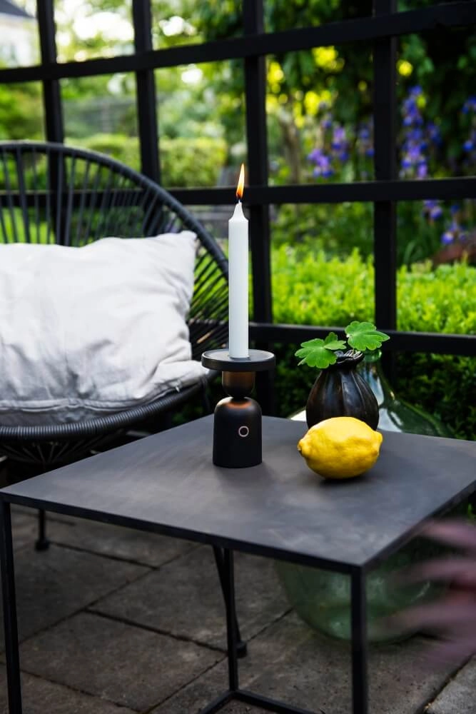Rechargeable table lamp Nantes Black for candle holder KonstSmide 7318307833751
