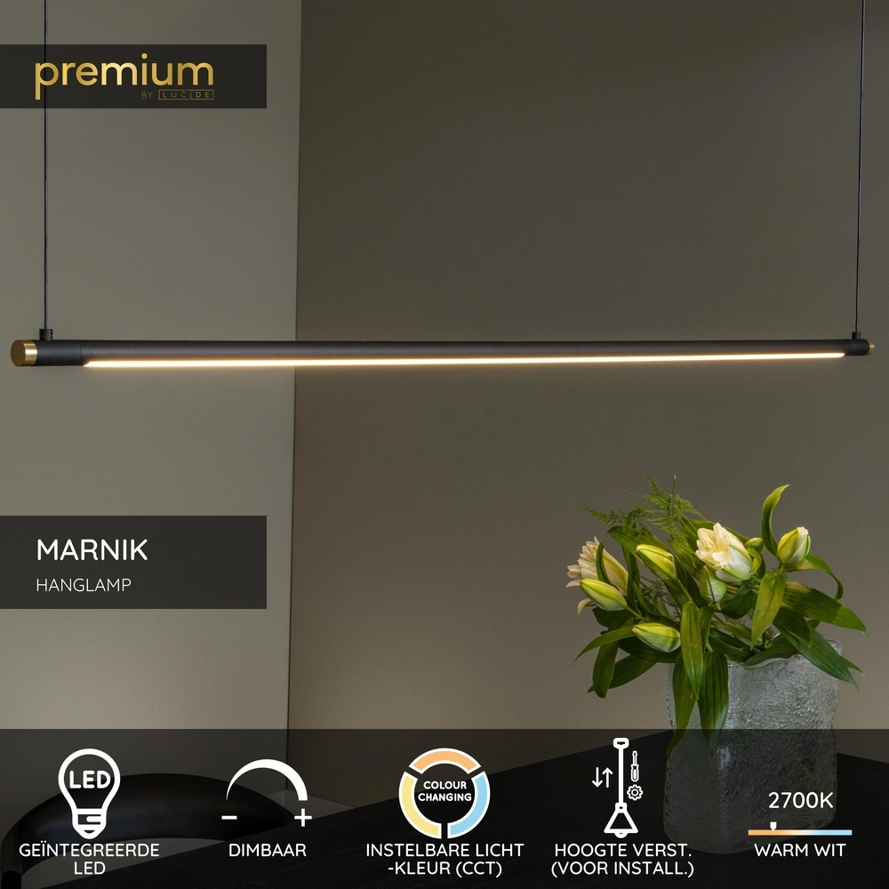 Sleek pendant lamp Marnik black 150cm Premium by Lucide 5411212421210